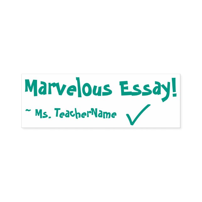 "Marvellous Essay!" + Educator Name Rubber Stamp (Design)