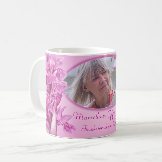 Marvellous Mom purple orchid photo mug (Front Left)