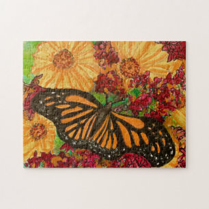 Marvellous Monarch Butterfly Watercolor Painting Jigsaw Puzzle