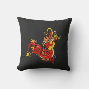 Marvellous Red Oriental Dragon Throw Pillow