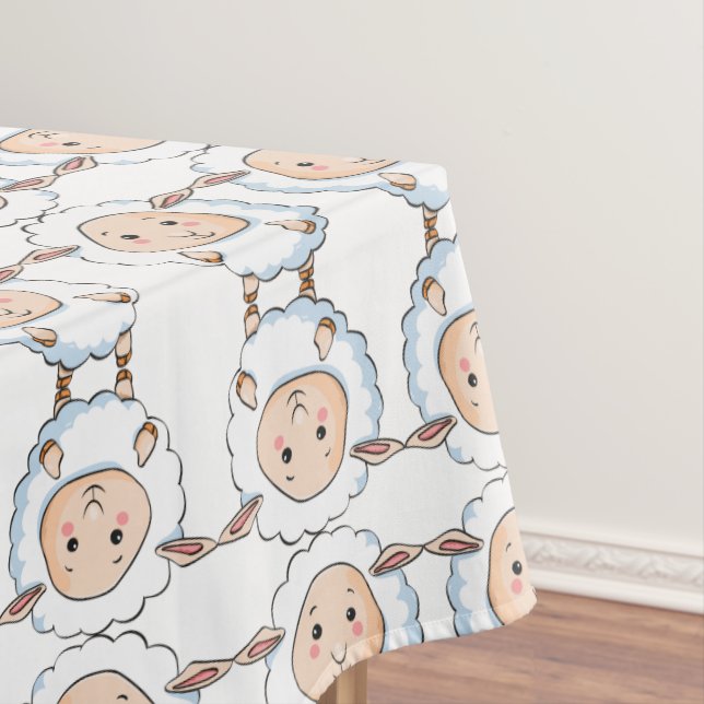 Marvellous Sweet Cute Baby Lamb Pattern Tablecloth (In Situ)