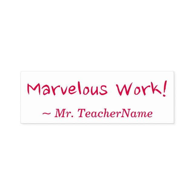 "Marvellous Work!" Commendation Rubber Stamp (Design)