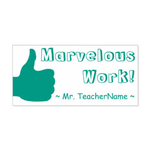 "Marvellous Work!" + Tutor's Name Rubber Stamp