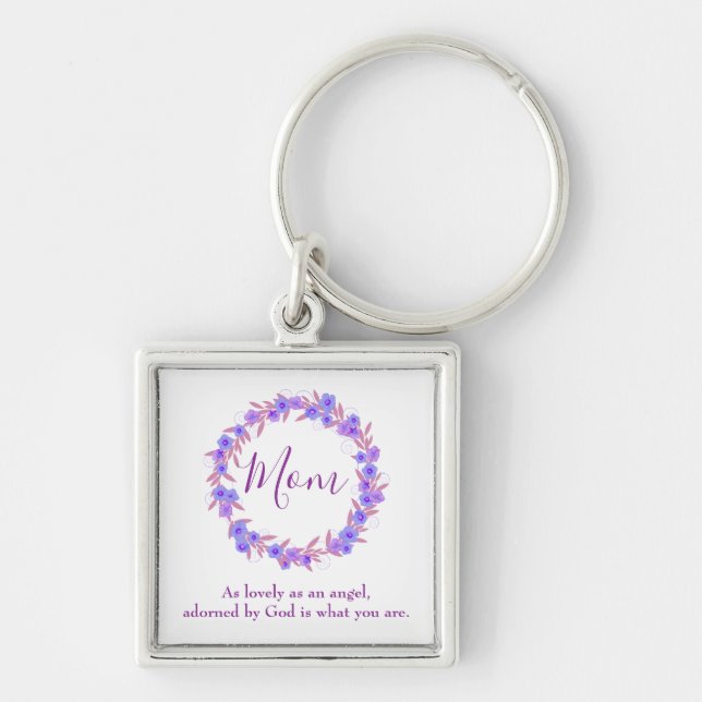 Marvelous Mom Purple floral Keychain (Front)