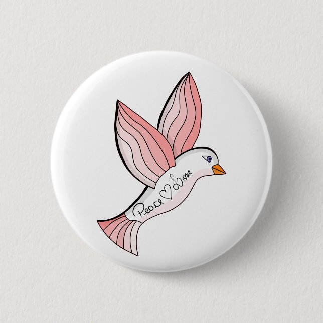 Marvelous Peace and Love Dove 2 Inch Round Button (Front)