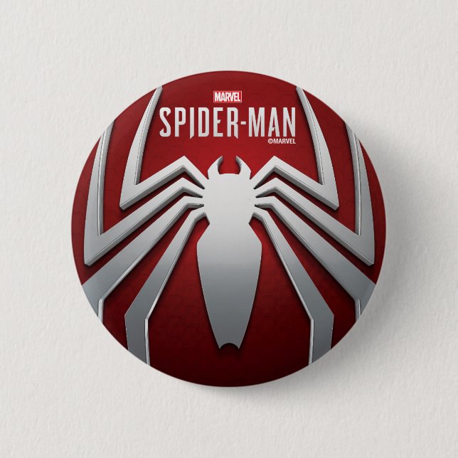 Marvel's Spider-Man | Metal Spider Emblem 2 Inch Round Button (Front)