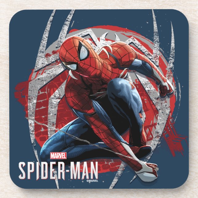 Marvel's Spider-Man | Web Swing Street Art Graphic Coaster (Front)