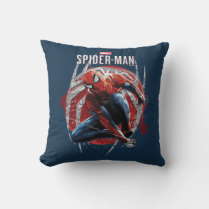 Marvel's Spider-Man   Web Swing Street Art Graphic Throw Pillow
