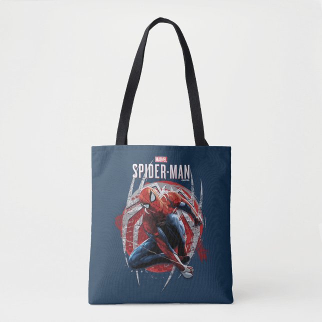 Marvel's Spider-Man | Web Swing Street Art Graphic Tote Bag (Front)