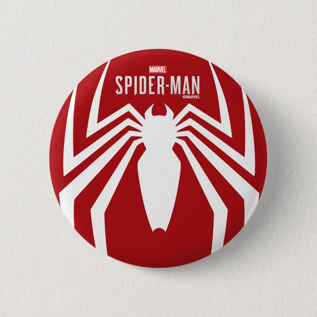 Marvel's Spider-Man | White Spider Emblem 2 Inch Round Button (Front)