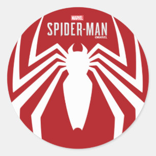Marvel's Spider-Man   White Spider Emblem Classic Round Sticker