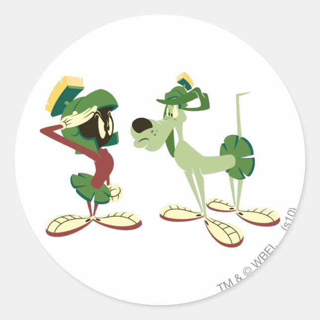 MARVIN THE MARTIAN™ and K-9 Classic Round Sticker (Front)