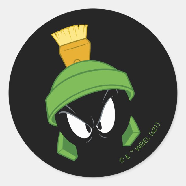 MARVIN THE MARTIAN™ Angry Face Classic Round Sticker (Front)