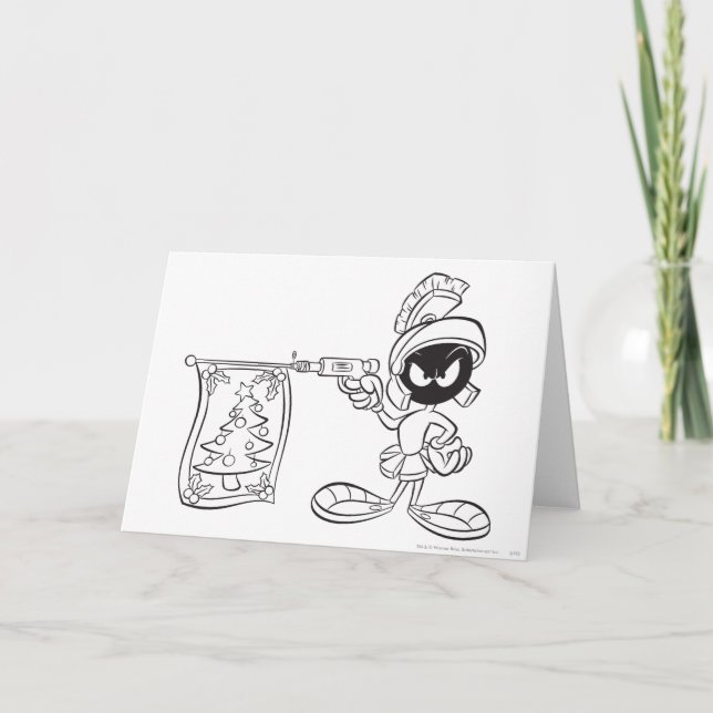 MARVIN THE MARTIAN™ Christmas Tree Pop Gun Holiday Card (Front)