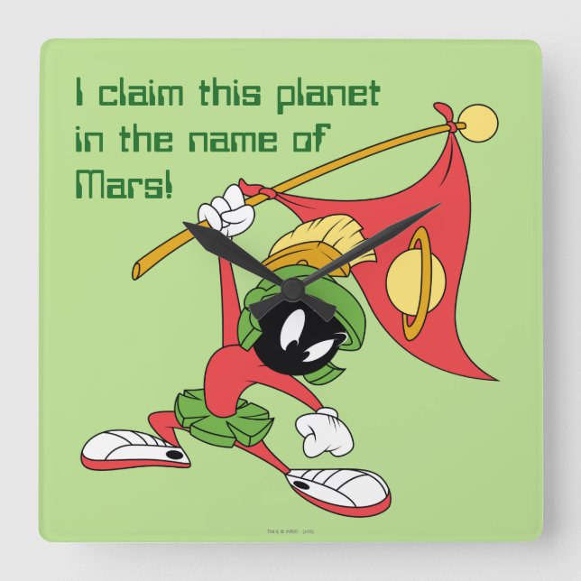 MARVIN THE MARTIAN™ Claiming Planet Square Wall Clock (Front)