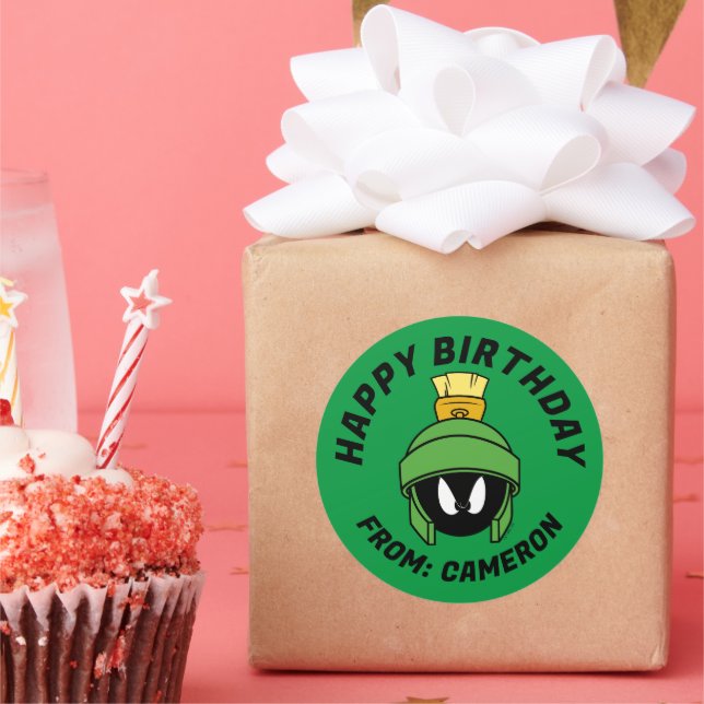 MARVIN THE MARTIAN™ Mad | Happy Birthday Classic Round Sticker (Party)