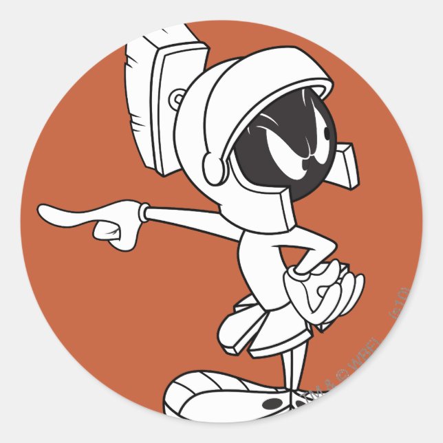 MARVIN THE MARTIAN™ Pointing Classic Round Sticker (Front)