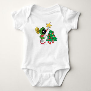 MARVIN THE MARTIAN™ putting star on tree Baby Bodysuit