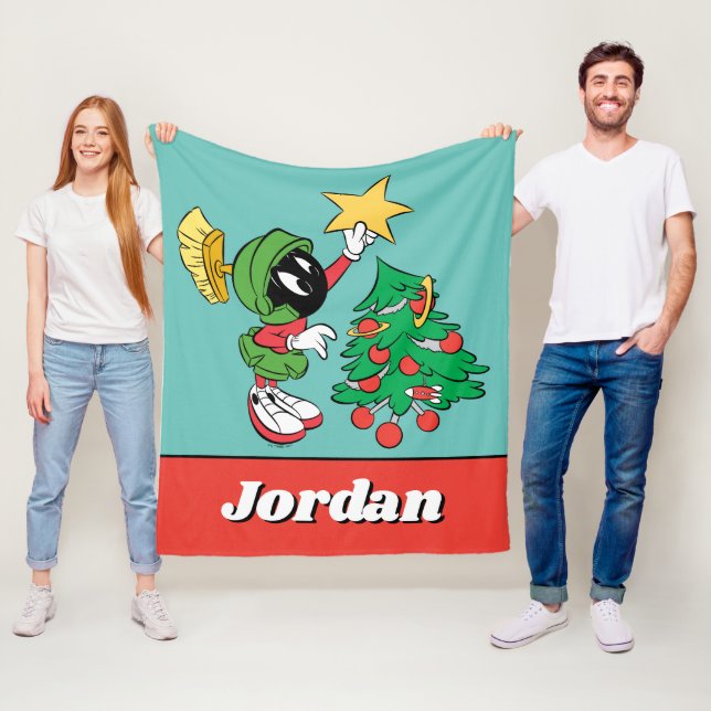 MARVIN THE MARTIAN™ putting star on tree Fleece Blanket (In Situ)