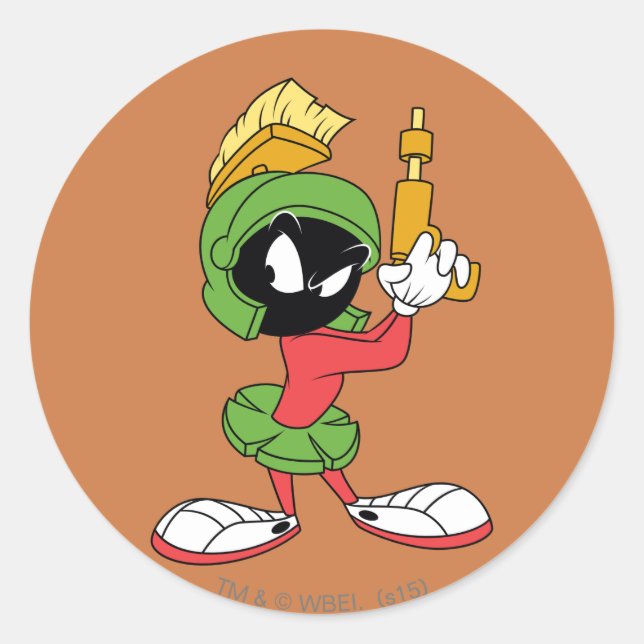 MARVIN THE MARTIAN™ Ready With Laser Classic Round Sticker (Front)