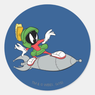 MARVIN THE MARTIAN™ Riding Rocket Classic Round Sticker