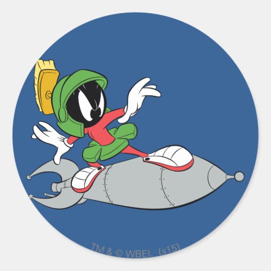 MARVIN THE MARTIAN™ Riding Rocket Classic Round Sticker