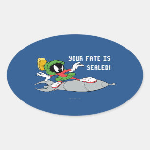 MARVIN THE MARTIAN™ Riding Rocket Oval Sticker