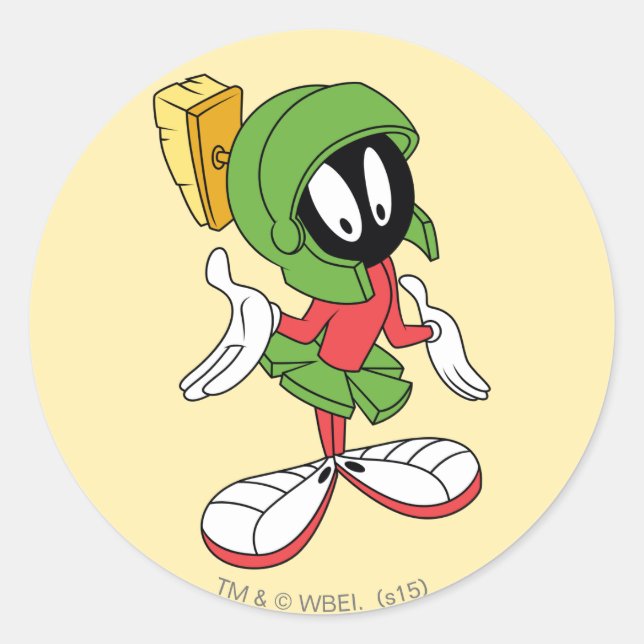 MARVIN THE MARTIAN™ Shrug Classic Round Sticker (Front)