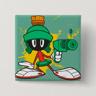 MARVIN THE MARTIAN™ With a Laser 2 Inch Square Button