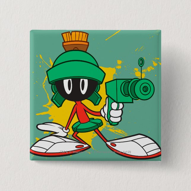 MARVIN THE MARTIAN™ With a Laser 2 Inch Square Button (Front)