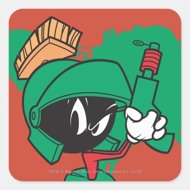 MARVIN THE MARTIAN™ with Laser Pointed Up Square Sticker (Front)