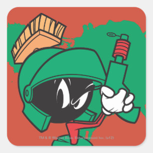 MARVIN THE MARTIAN™ with Laser Pointed Up Square Sticker