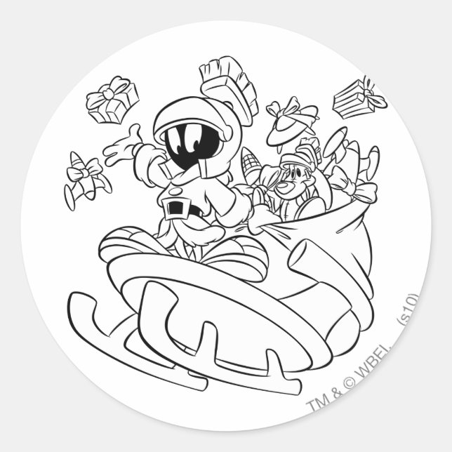 MARVIN THE MARTIAN™ with Toys Classic Round Sticker (Front)