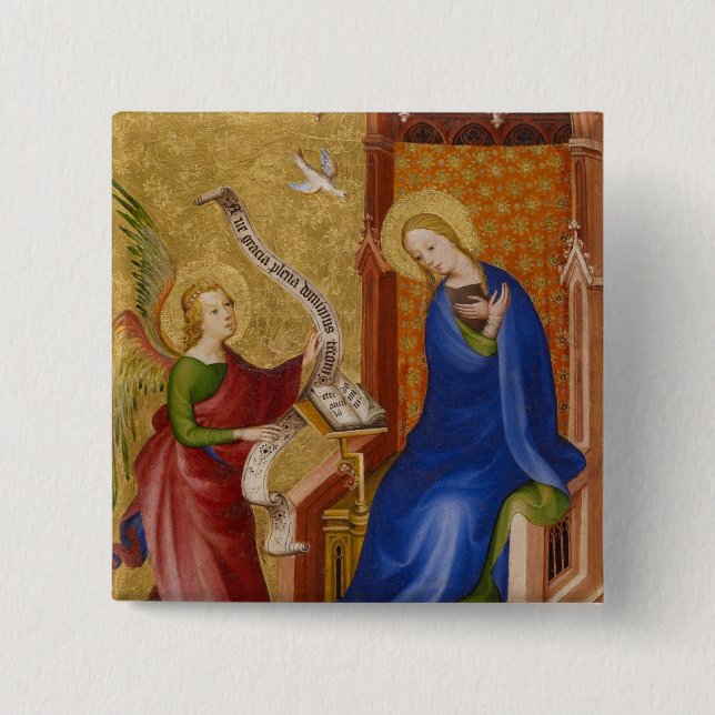 Mary and Angel of Annunciation 2 Inch Square Button (Front)