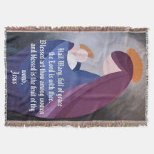 Mary and baby Jesus Hail Mary vintage painting