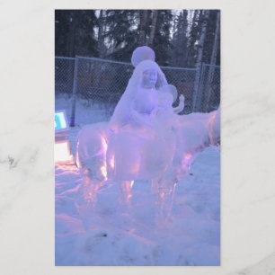 Mary And Baby Jesus Night Snow Winter Sculpture Stationery