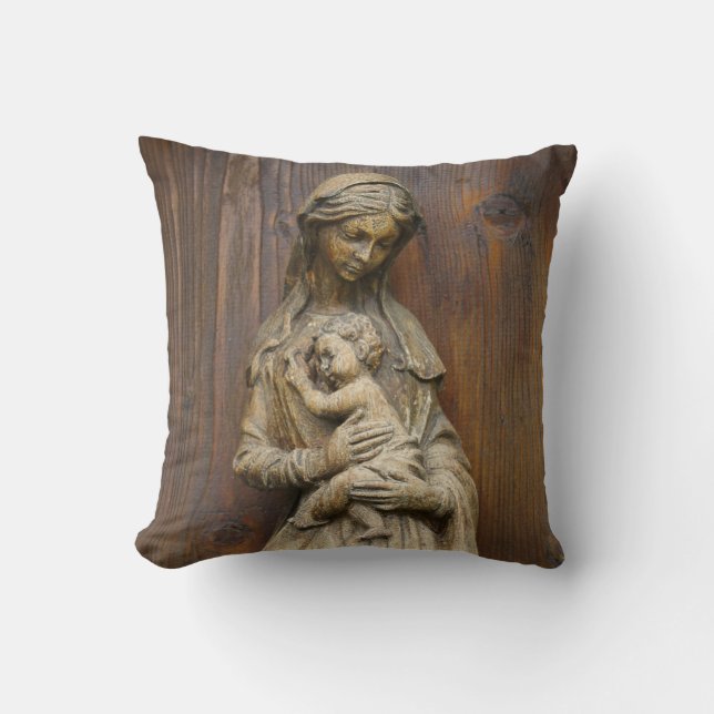 Mary And Baby Jesus Throw Pillow (Front)
