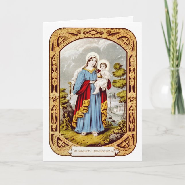 Mary and Jesus, A Vintage Christmas Card (Front)
