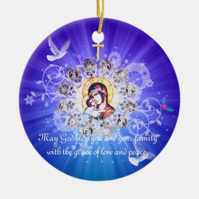 Mary and Jesus Ceramic Ornament (Front)
