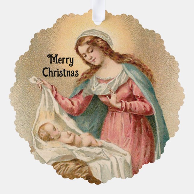 Mary And Jesus Christmas Ornament Card (Back)