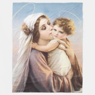 MARY and JESUS HALOS Fleece Blanket