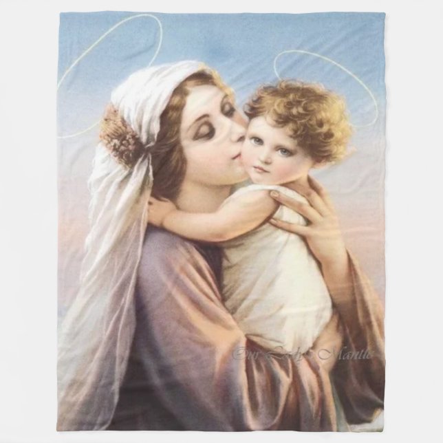 MARY and JESUS HALOS Fleece Blanket (Front)