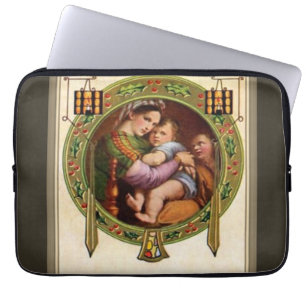 Mary And Jesus With Holly Laptop Sleeve