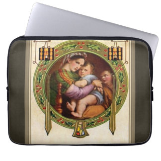 Mary And Jesus With Holly Laptop Sleeve
