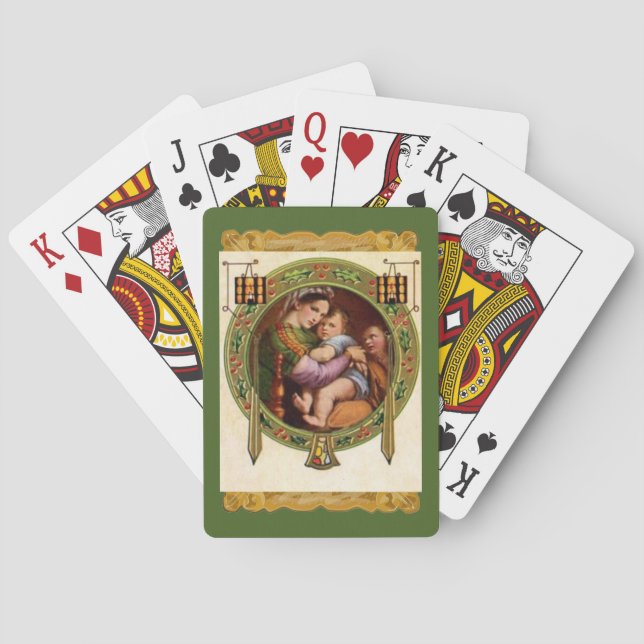 Mary And Jesus With Holly Playing Cards (Back)
