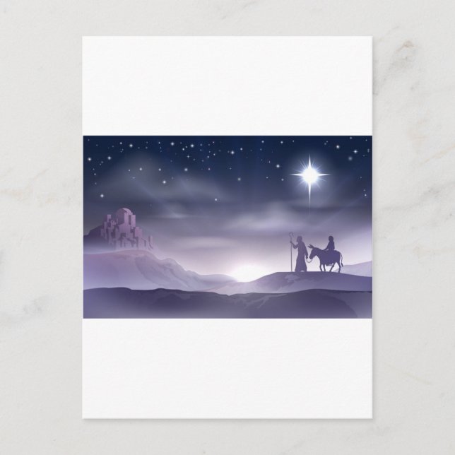 Mary and Joseph Nativity Christmas Illustration Holiday Postcard (Front)