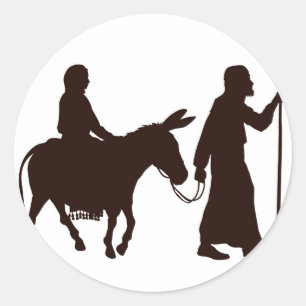 Mary and Joseph silhouettes Classic Round Sticker