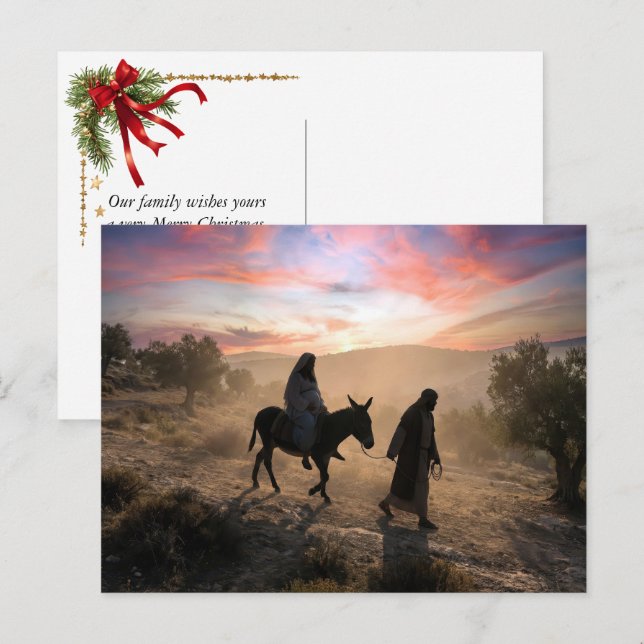 Mary and Joseph Traveling To Bethlehem Holiday Postcard (Front/Back)
