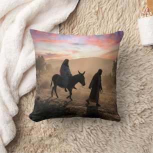 Mary and Joseph Traveling To Bethlehem Throw Pillow