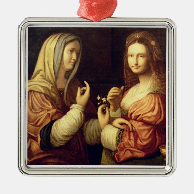 Mary and Martha (oil on panel) Metal Ornament (Front)